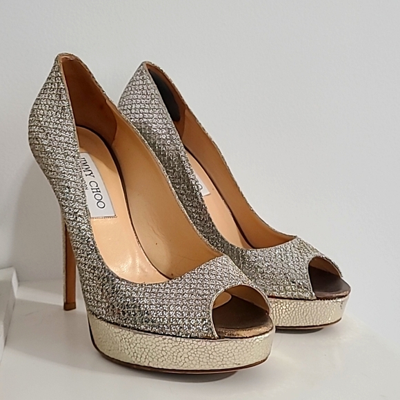 Jimmy Choo Gold High Heels - Picture 1 of 7